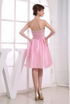 A-Line Sweetheart Beaded Short Pink Prom Evening Dresses ED010816