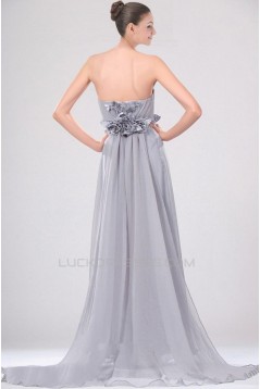 A-Line Strapless Long Chiffon Prom Evening Dresses ED010827