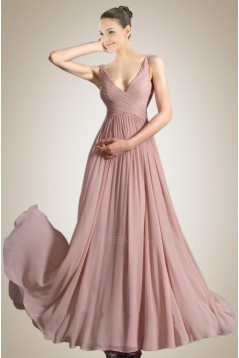 A-Line V-Neck Long Chiffon Prom Evening Dresses ED010835