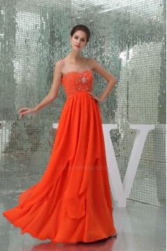 A-Line Sweetheart Beaded Long Chiffon Prom Evening Dresses ED010849