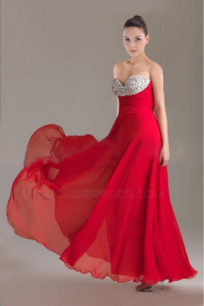 A-Line Sweetheart Beaded Long Chiffon Prom Evening Formal Dresses ED010904