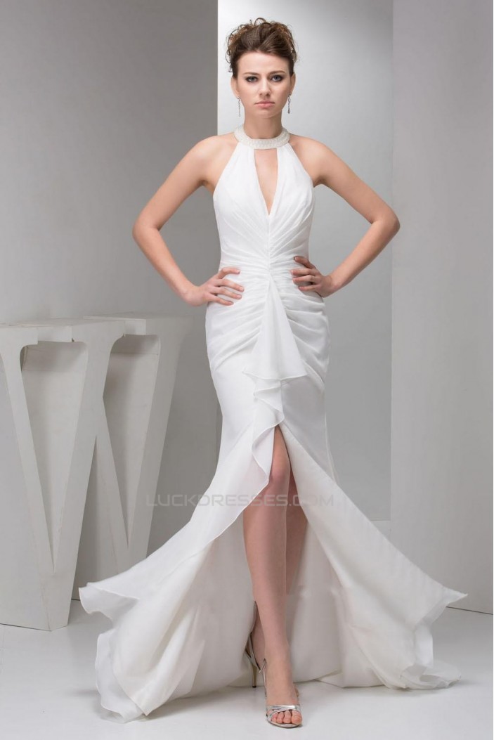 Long White Chiffon Prom Evening Formal Dresses ED010921