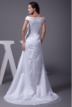 A-Line Off-the-Shoulder Long White Prom Evening Formal Dresses ED010928