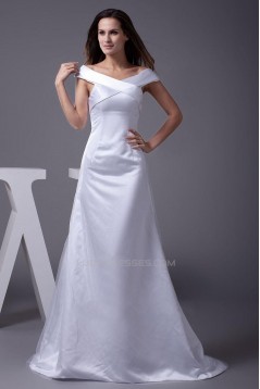 A-Line Off-the-Shoulder Long White Prom Evening Formal Dresses ED010928