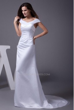 A-Line Off-the-Shoulder Long White Prom Evening Formal Dresses ED010928