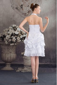 A-Line Halter Short White Prom Evening Formal Dresses ED010930