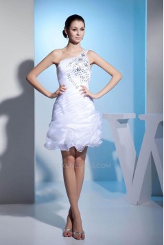 Short White Beaded Prom Evening Formal Dresses ED010937
