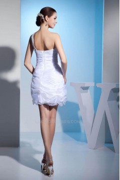 Short White Beaded Prom Evening Formal Dresses ED010937