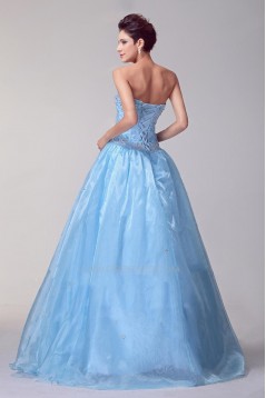 A-Line Strapless Beaded Long Blue Prom Evening Formal Dresses ED010941