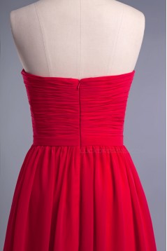A-Line Sweetheart Long Red Chiffon Prom Evening Formal Dresses ED010953