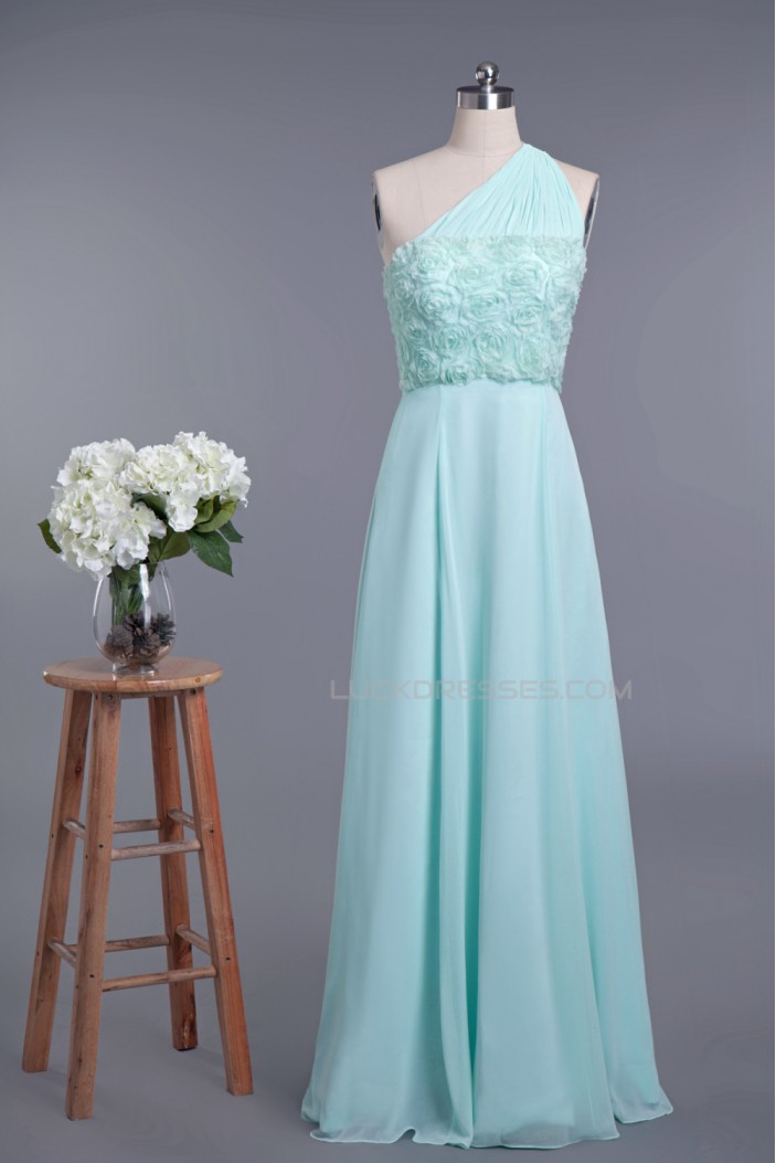 A-Line One-Shoulder Long Chiffon Prom Evening Formal Dresses ED010954