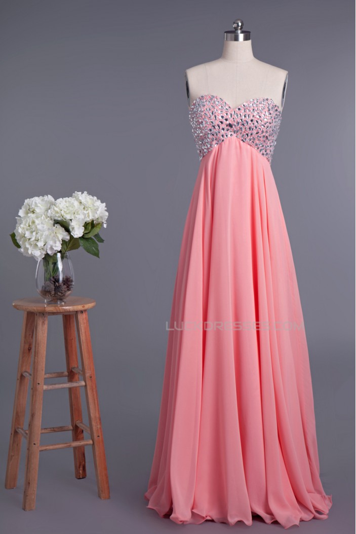 Empire Sweetheart Beaded Long Chiffon Prom Evening Formal Dresses Maternity Evening Dresses ED010955