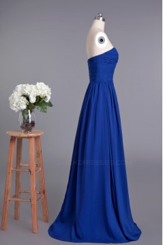 A-Line Sweetheart Long Blue Chiffon Prom Evening Formal Dresses ED010959