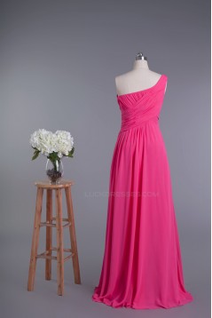 A-Line One-Shoulder Beaded Long Chiffon Prom Evening Formal Dresses ED010960