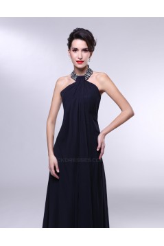 A-Line Halter Beaded Long Chiffon Prom Evening Formal Dresses ED010965