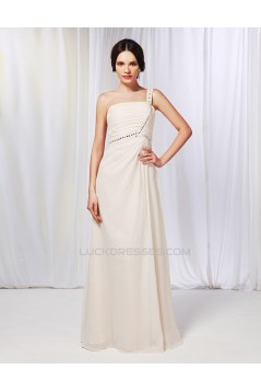 A-Line One-Shoulder Beaded Long Chiffon Prom Evening Formal Dresses ED010980