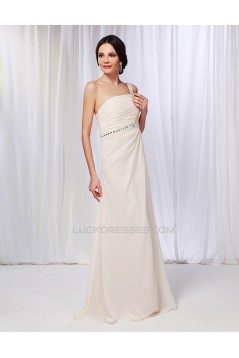 A-Line One-Shoulder Beaded Long Chiffon Prom Evening Formal Dresses ED010980