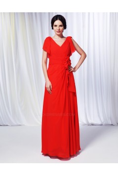 A-Line V-Neck Long Chiffon Prom Evening Formal Dresses ED010988