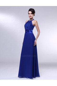 A-Line Long Blue Chiffon Prom Evening Formal Dresses Bridesmaid Dresses ED010990