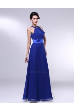 A-Line Long Blue Chiffon Prom Evening Formal Dresses Bridesmaid Dresses ED010990