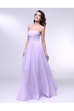 A-Line Strapless Long Chiffon Prom Evening Formal Dresses ED010997