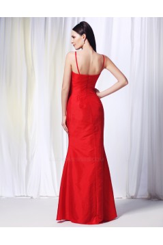 Trumpet/Mermaid Spaghetti Strap Long Red Prom Evening Bridesmaid Dresses ED010999