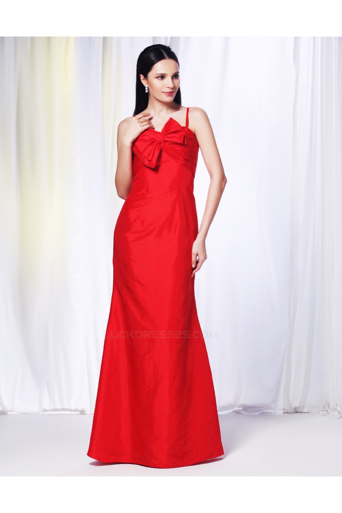 Trumpet/Mermaid Spaghetti Strap Long Red Prom Evening Bridesmaid Dresses ED010999