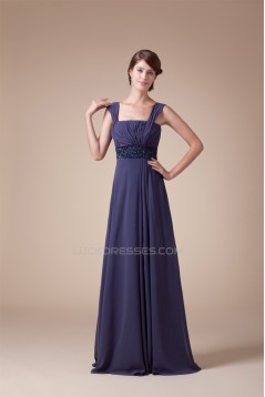 A-Line Beading Straps Floor-Length Chiffon Long Prom Evening Formal Dresses 02020005