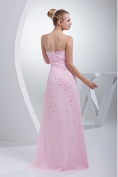 A-Line Chiffon Beading Sleeveless Long Pink Prom/Formal Evening Dresses 02020008