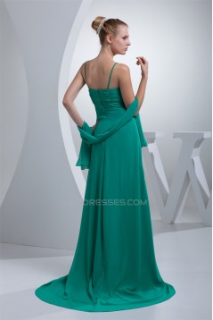 A-Line Chiffon Spaghetti Strap Long Green Prom/Formal Evening Maternity Dresses 02020014