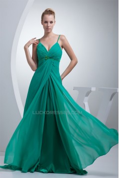 A-Line Chiffon Spaghetti Strap Long Green Prom/Formal Evening Maternity Dresses 02020014