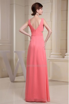 A-Line Ruffles Chiffon V-Neck Sequins Long Prom/Formal Evening Dresses 02020027