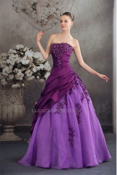 Ball Gown Strapless Floor-Length Sleeveless Purple Prom/Formal Evening Dresses 02020043