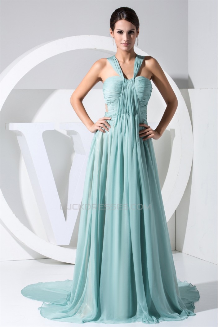 A-Line V-Neck Chiffon Long Prom/Formal Evening Bridesmaid Dresses 02020050