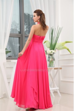 A-Line Beading Sleeveless Floor-Length Halter Long Chiffon Prom/Formal Evening Dresses 02020067