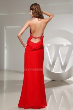 Beading Mermaid/Trumpet Halter Long Red Floor-Length Prom/Formal Evening Dresses 02020081