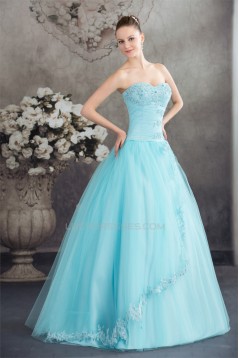 Ball Gown Sweetheart Beading Satin Lace Fine Netting Floor-Length Prom/Formal Evening Dresses 02020086
