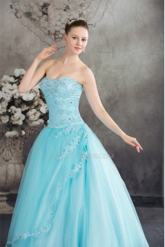 Ball Gown Sweetheart Beading Satin Lace Fine Netting Floor-Length Prom/Formal Evening Dresses 02020086