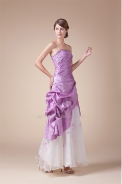 Beading Sleeveless Floor-Length A-Line Taffeta Tulle Prom/Formal Evening Dresses 02020093