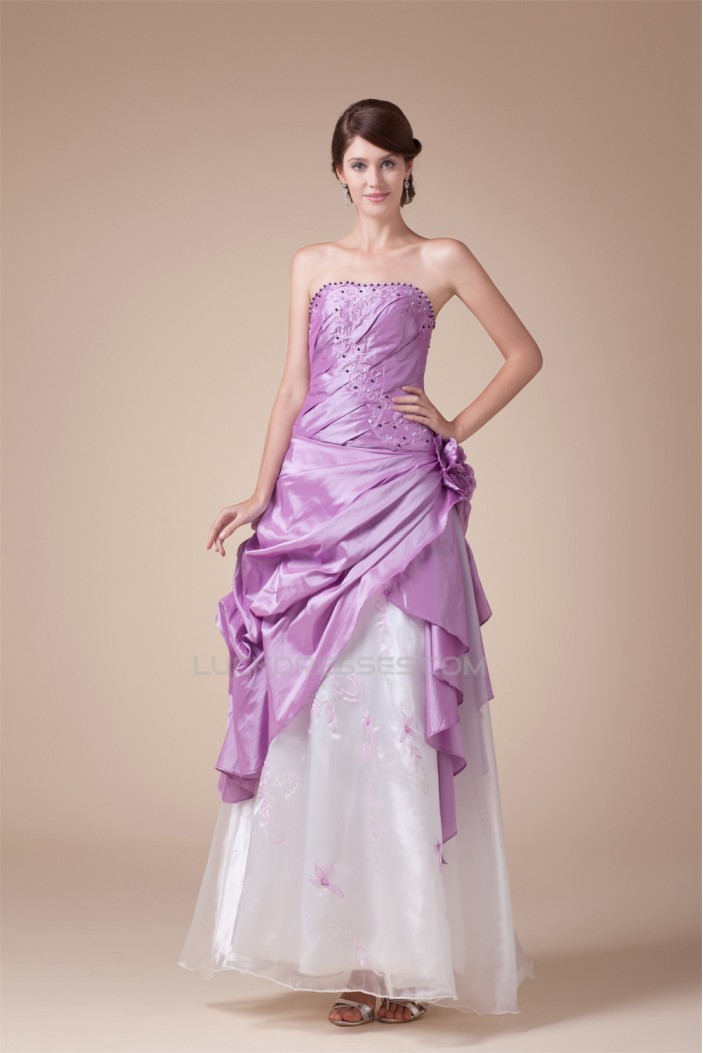 Beading Sleeveless Floor-Length A-Line Taffeta Tulle Prom/Formal Evening Dresses 02020093