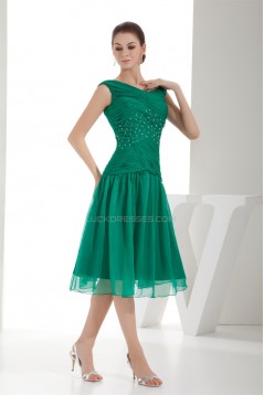 A-Line Beaded Short Green Evening Party Mother of the Bride Dresses 02021023