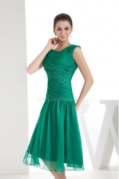 A-Line Beaded Short Green Evening Party Mother of the Bride Dresses 02021023