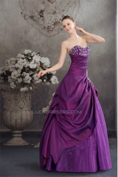 Ball Gown Sweetheart Beading Taffeta Fine Netting Floor-Length Prom/Formal Evening Dresses  02020103