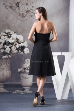 A-Line Strapless Chiffon Short Black Dresses 02021032