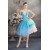 Beading Satin Organza V-Neck A-Line Tea Length Prom/Formal Evening Dresses 02021047