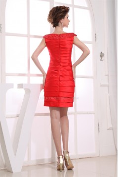 Capped Sleeves Short/Mini Bateau Sheath/Column Evening Party Dresses 02021065