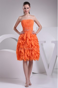 Cascading Ruffles Knee-Length A-Line Chiffon Evening Party Dresses 02021066