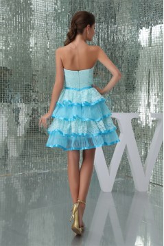 A-Line Lace Knee-Length Strapless Homecoming Cocktail Party Dresses 02021091