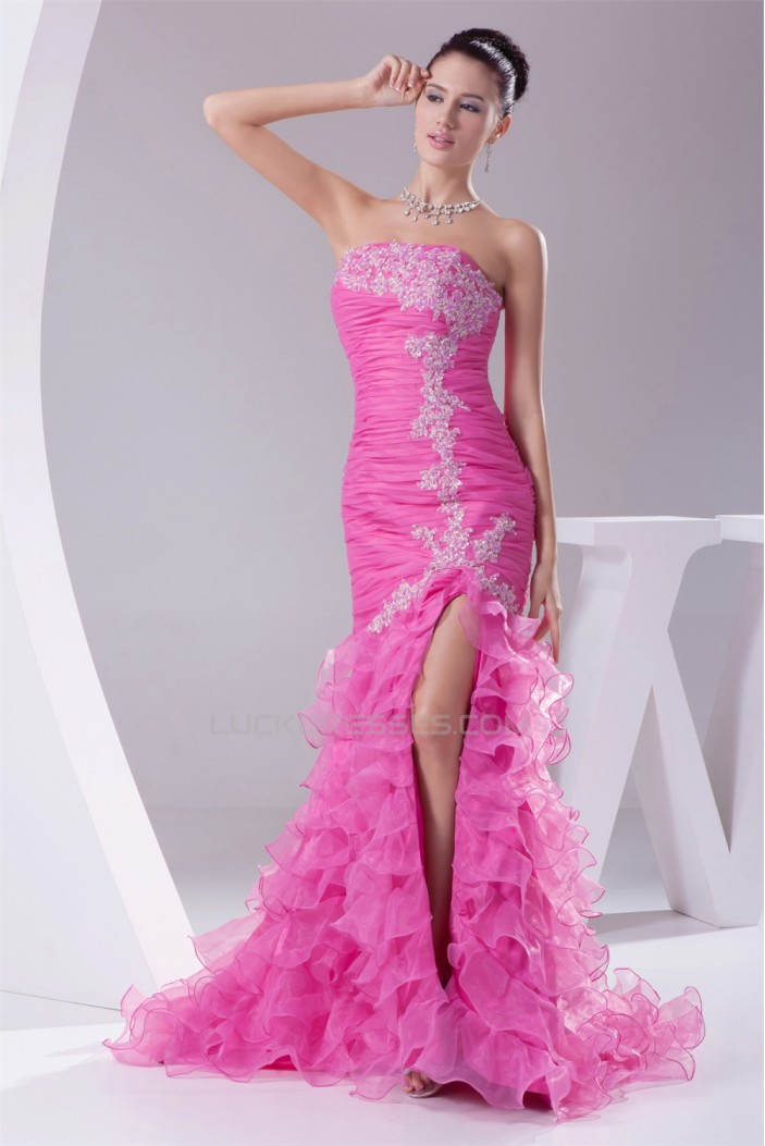 Brush Sweep Train Beading Sleeveless Strapless Long Prom/Formal Evening Dresses 02020111