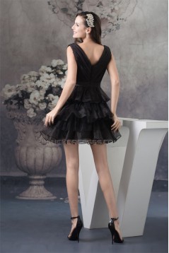 A-Line V-Neck Short Black Prom/Formal Evening Dresses 02021139